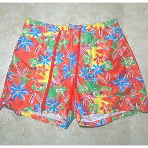 Vtg Body‎ Glove XL Floral Pattern Swim Shorts Elastic Waist Drawstring Y2K Boho